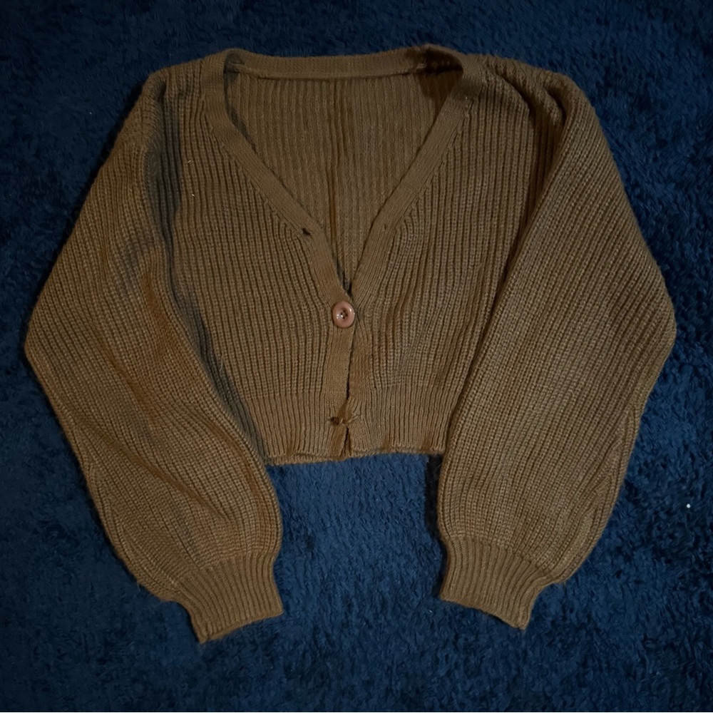 SHEIN Tan Knit Cardigan Sweater